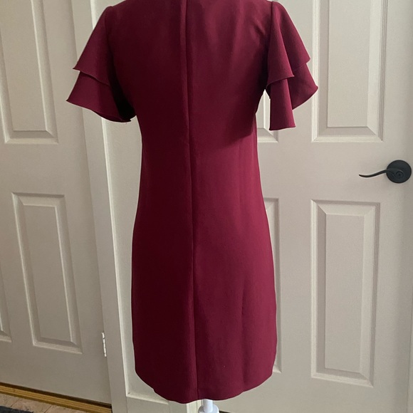 ANN TAYLOR Burgundy Flutter Sleeve Dress, Size 0P (zero Petite) - Picture 16 of 16